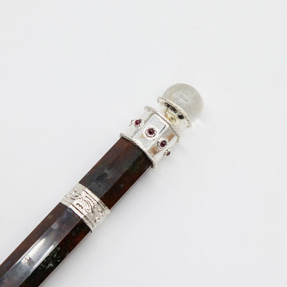 Baguette en Jaspe fantaisie à boule de cristal - 26 cm