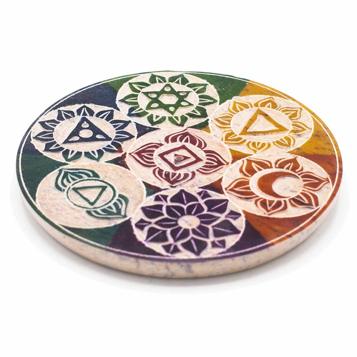 Porte-Encens Stéatite 7 Chakras - Lot 4 Disques 10cm – photo 2