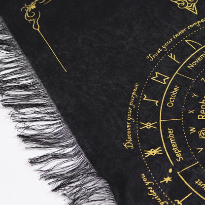 Pendule Divination — Tissu Soleil Sorcière Noir & Or