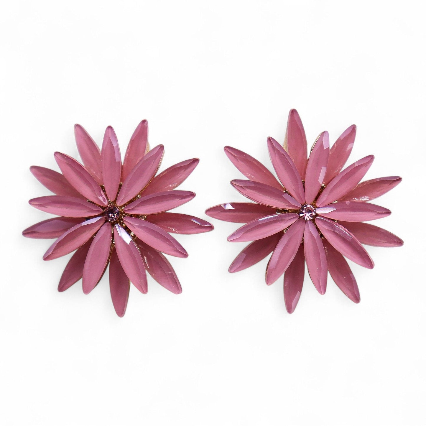 Boucles d'Oreilles Fleurs Verre Rose - Vintage Élégant – photo 6