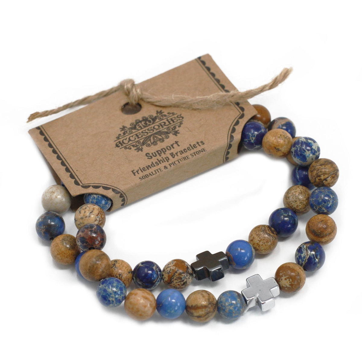 Lot de 2 bracelets d'amitié - Jaspe Paysage - photo 3