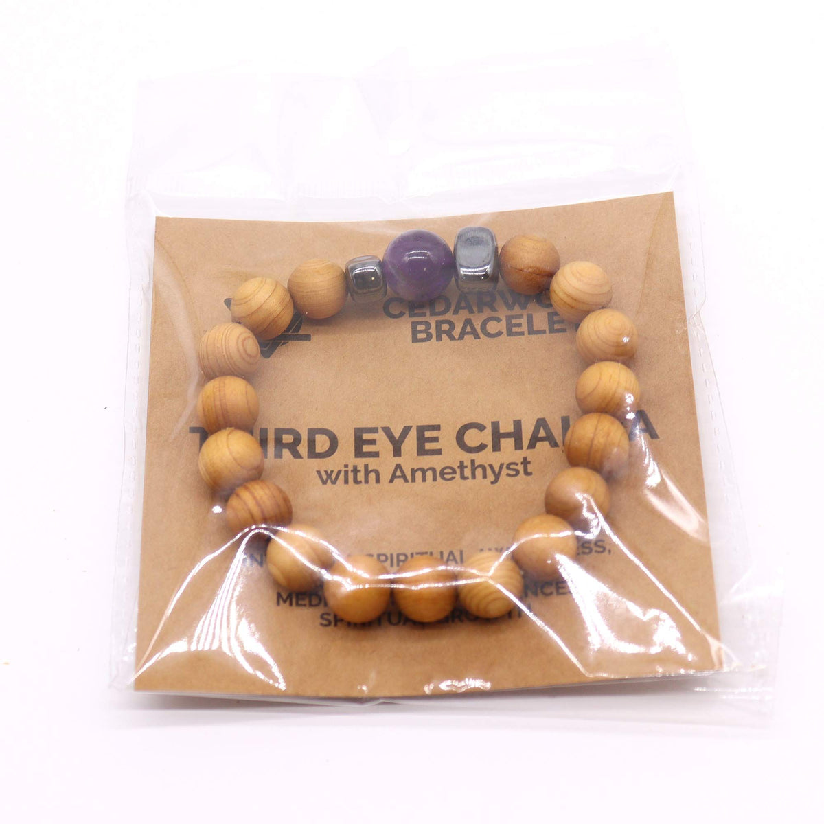 Bracelet Bois de Cèdre et Améthyste — Chakra du Troisième Œil - photo 4
