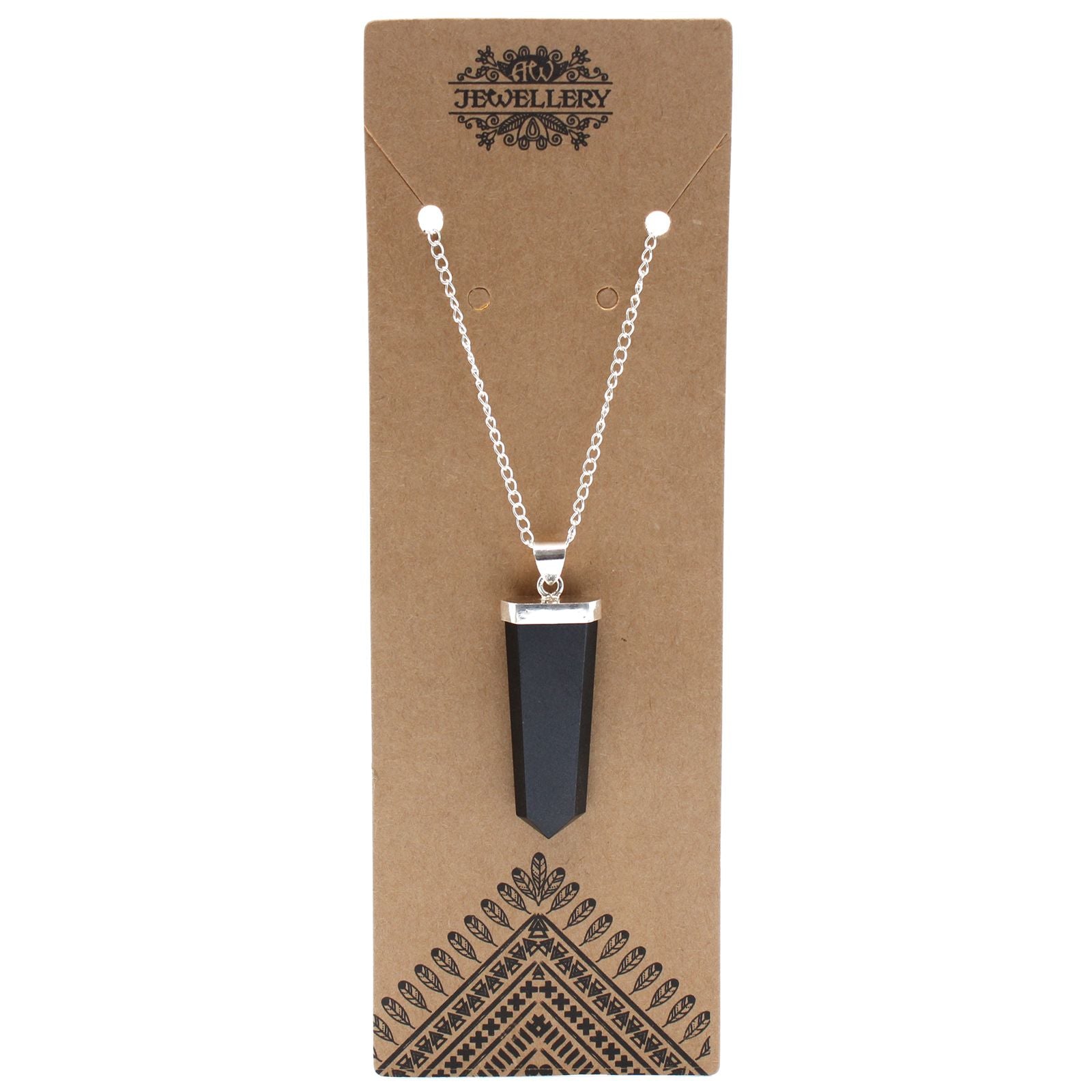 Gemstone Flat Pencil Pendant - Black Agate - photo 2