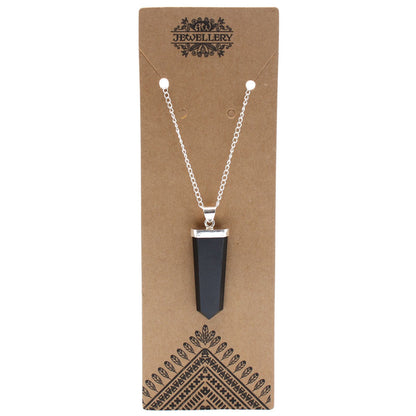 Gemstone Flat Pencil Pendant - Black Agate - photo 2