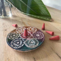 Porte-Encens Stéatite 7 Chakras - Lot 4 Disques 10cm – photo 5
