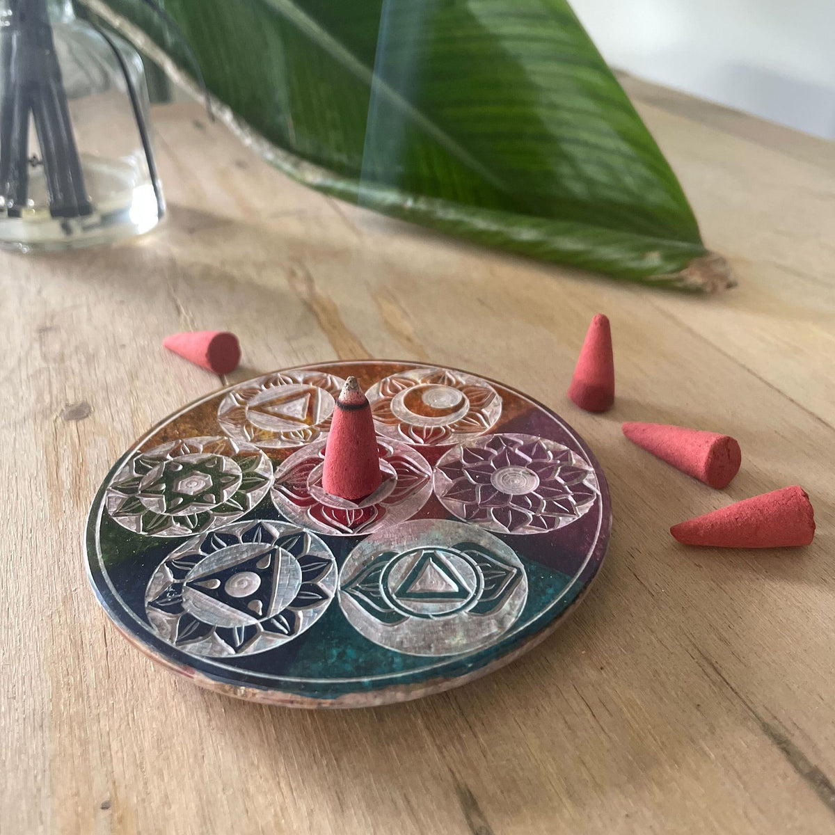 Porte-Encens Stéatite 7 Chakras - Lot 4 Disques 10cm – photo 5
