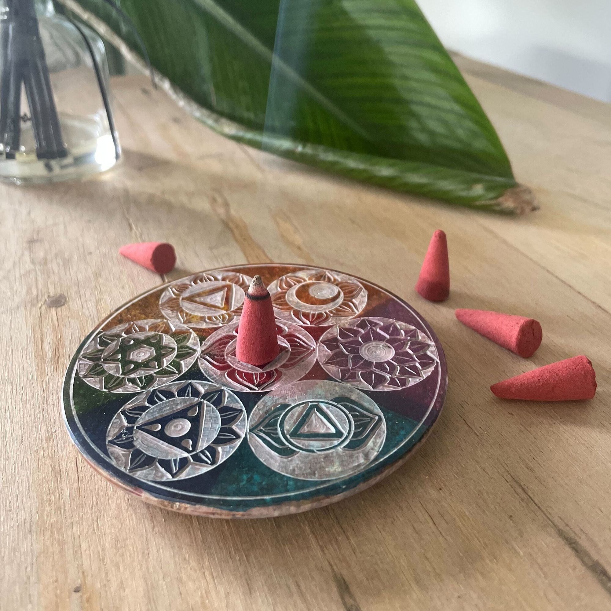Porte-Encens Stéatite 7 Chakras - Lot 4 Disques 10cm – photo 5