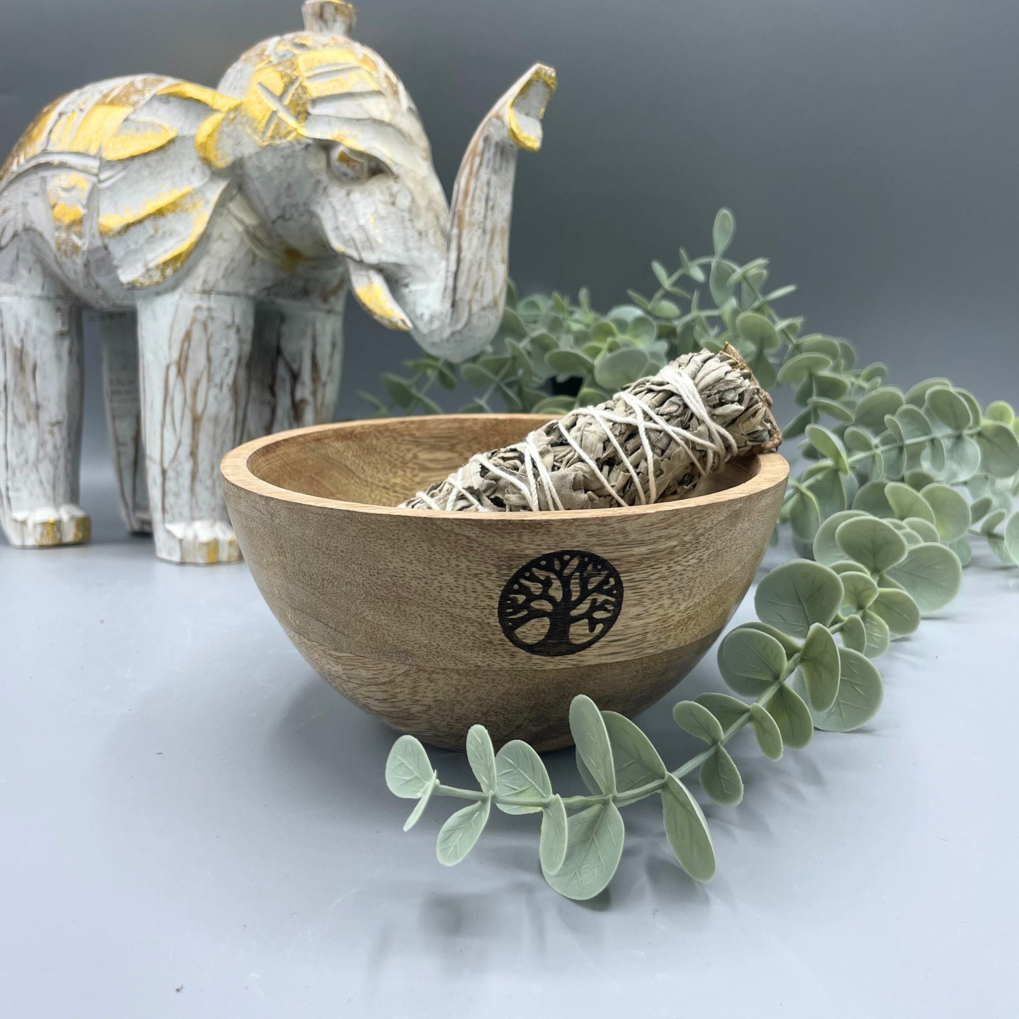Bol Rituel en Bois Arbre de Vie 14x7cm - Offrande & Fumigation