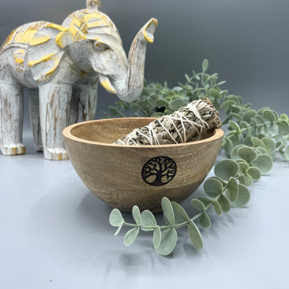 Bol Rituel en Bois Arbre de Vie 14x7cm - Offrande & Fumigation