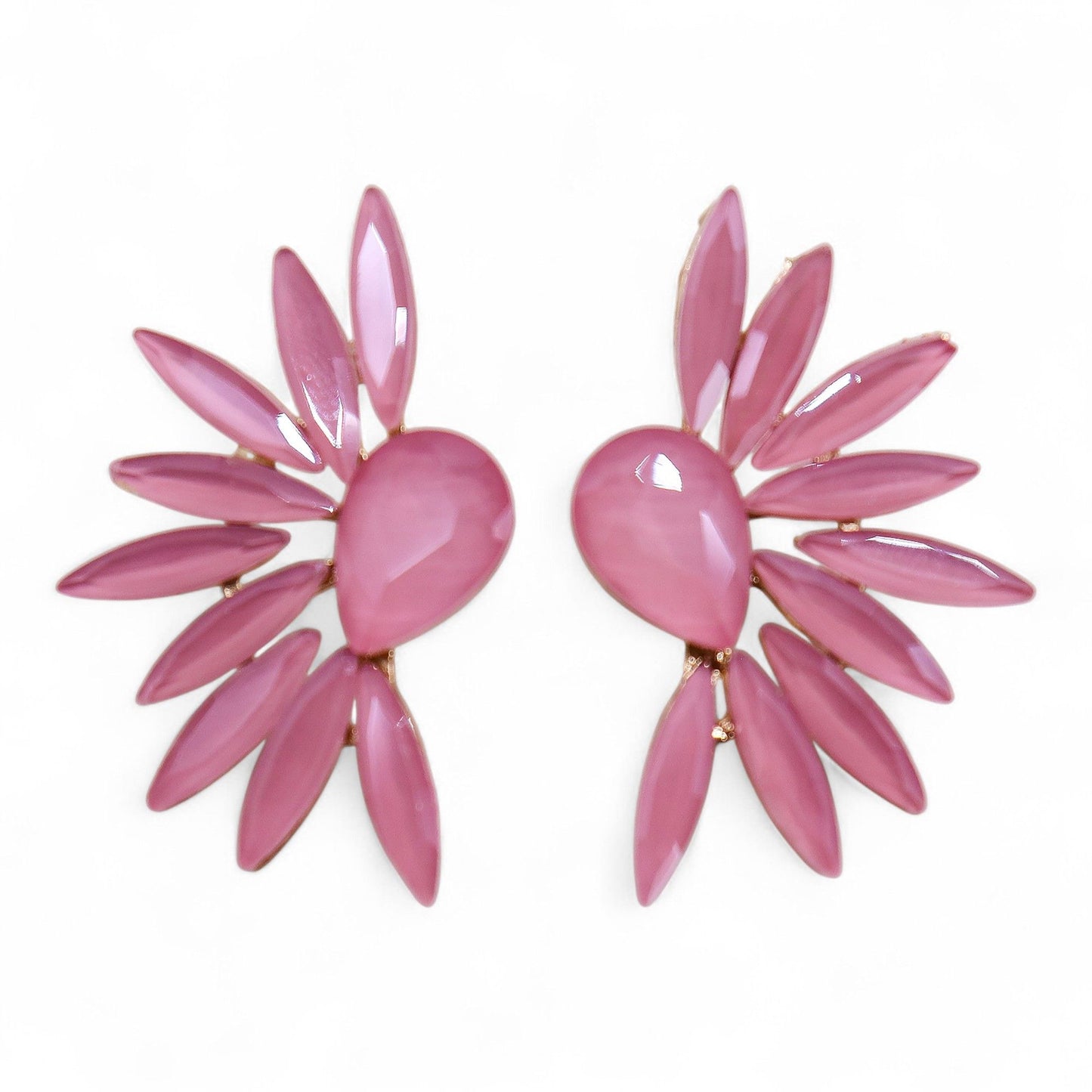Boucles d'oreilles Ailes d'Ange - Verre Rose Vintage
