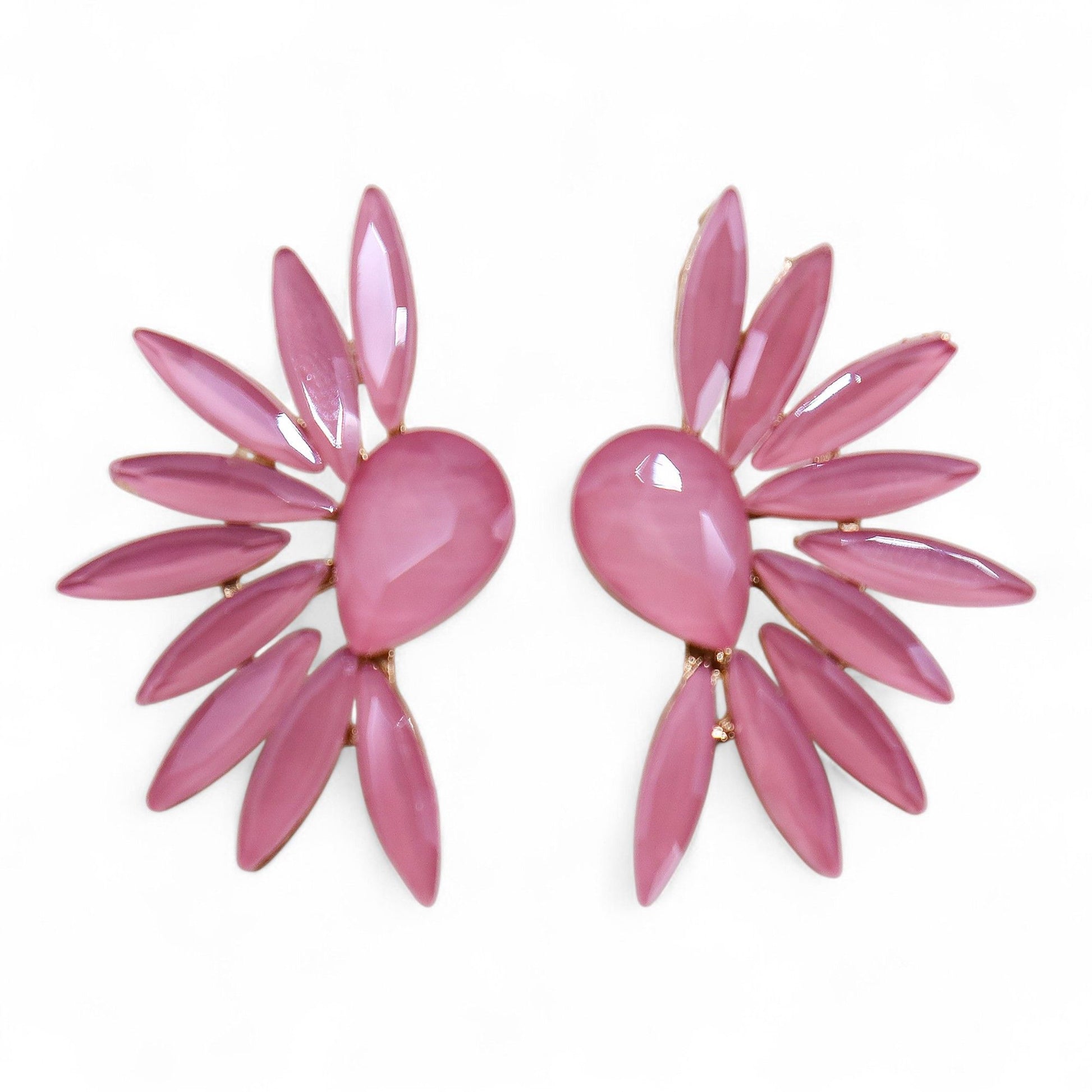 Boucles d'oreilles Ailes d'Ange - Verre Rose Vintage