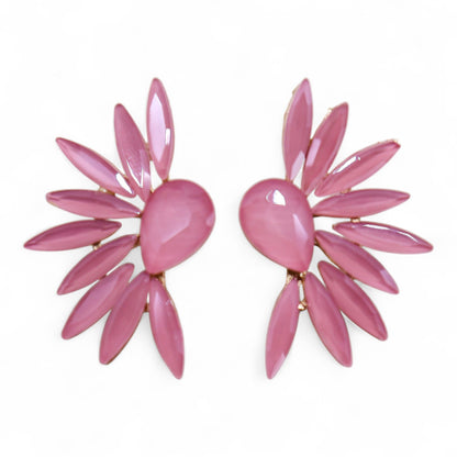 Boucles d'oreilles Ailes d'Ange - Verre Rose Vintage