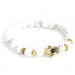 Bracelet boho - Gold Hamsa / White Stone