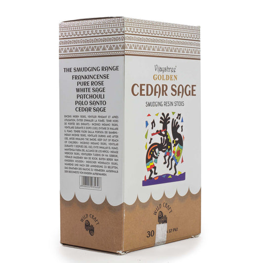 30g Golden Cedar Sage Smudging Resin Sticks (6s)
