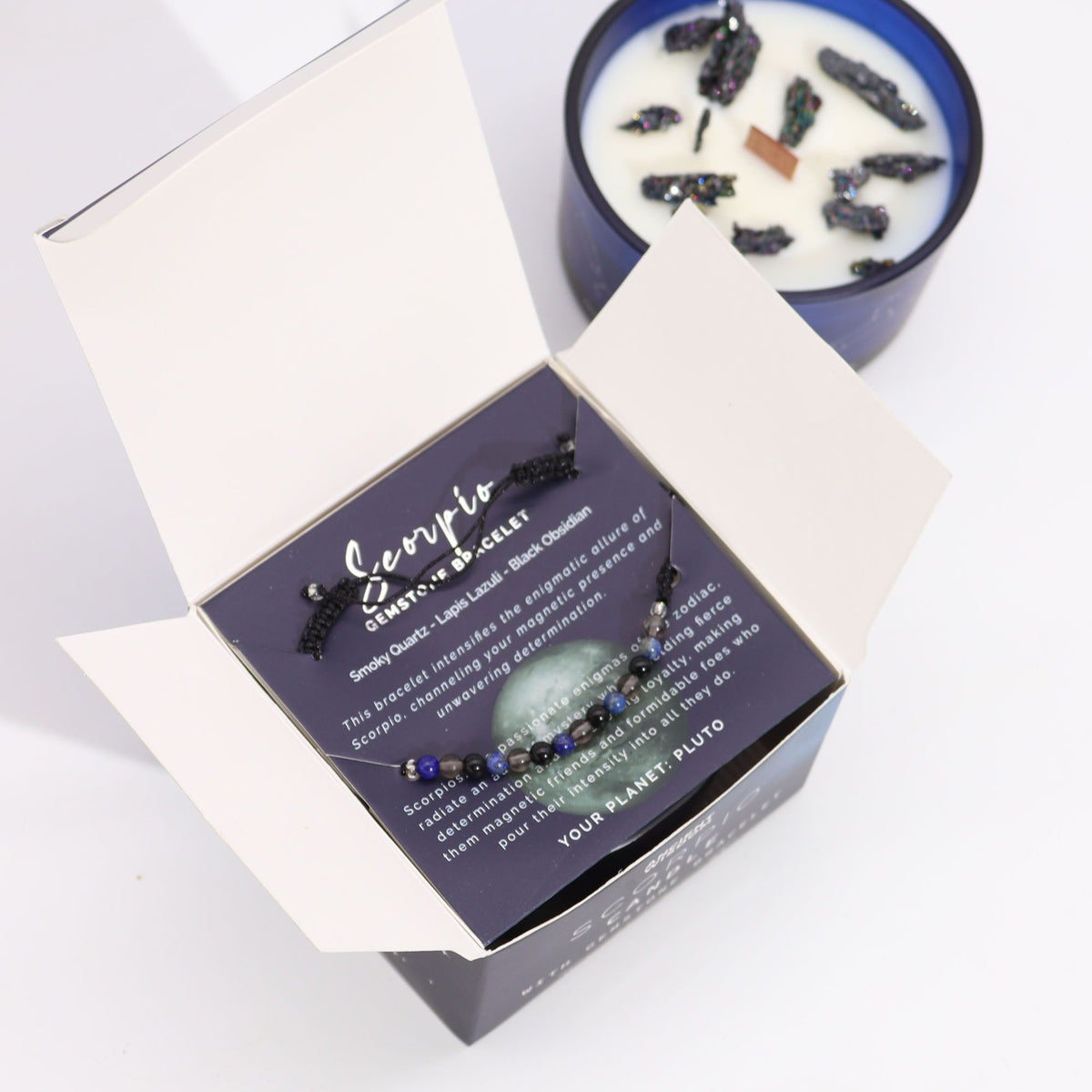 Bougie Zodiaque Scorpion avec Bracelet — Obsidienne & Café Noir - photo 3