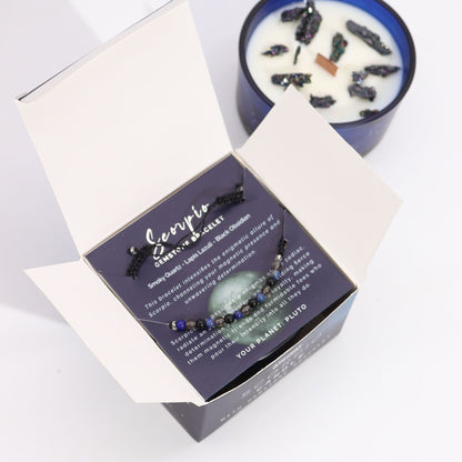 Bougie Zodiaque Scorpion avec Bracelet — Obsidienne & Café Noir - photo 3