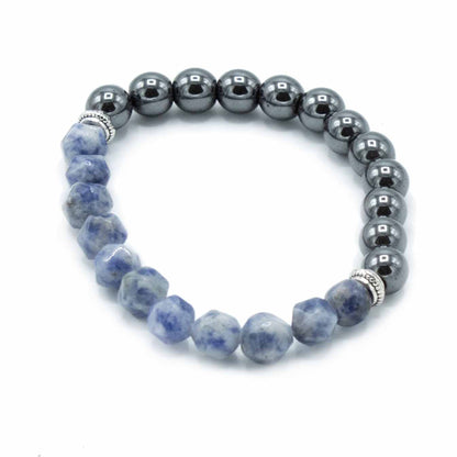 Bracelet magnétique en pierres facettées - Sodalite