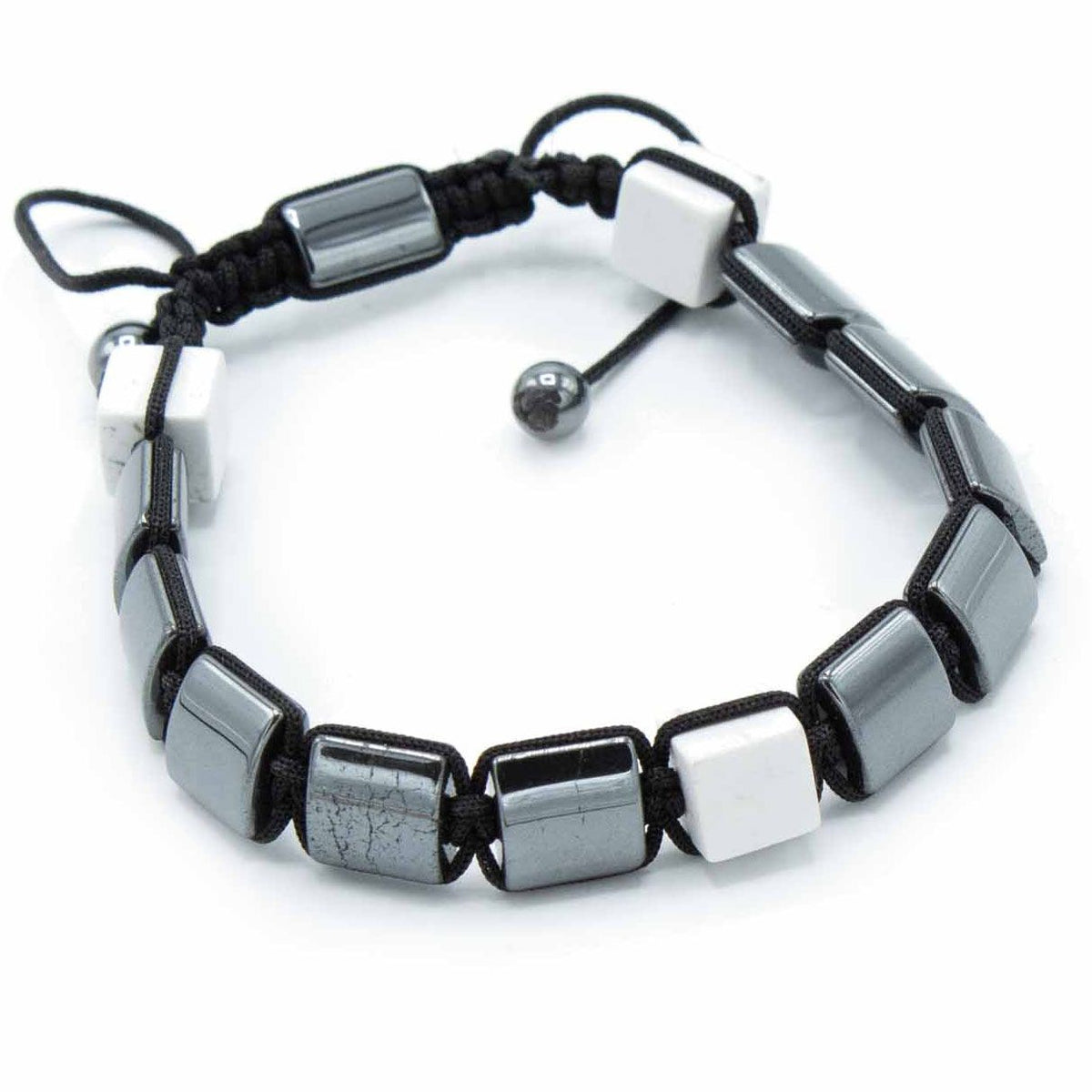Bracelet Jaspe Blanc & Hématite - Force & Protection – photo 2