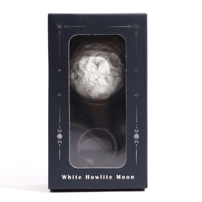 Planète en Howlite Blanche sur support pierre du soleil (40 mm) - photo 4