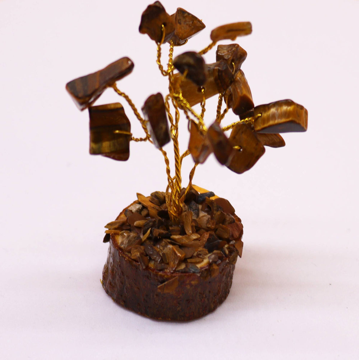 Arbre de Vie Œil de Tigre - Mini 6cm, Socle Bois (15 pierres) – photo 6