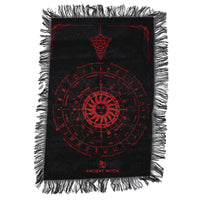 Pendule Divination — Tissu Soleil Sorcière Noir & Rouge Sang