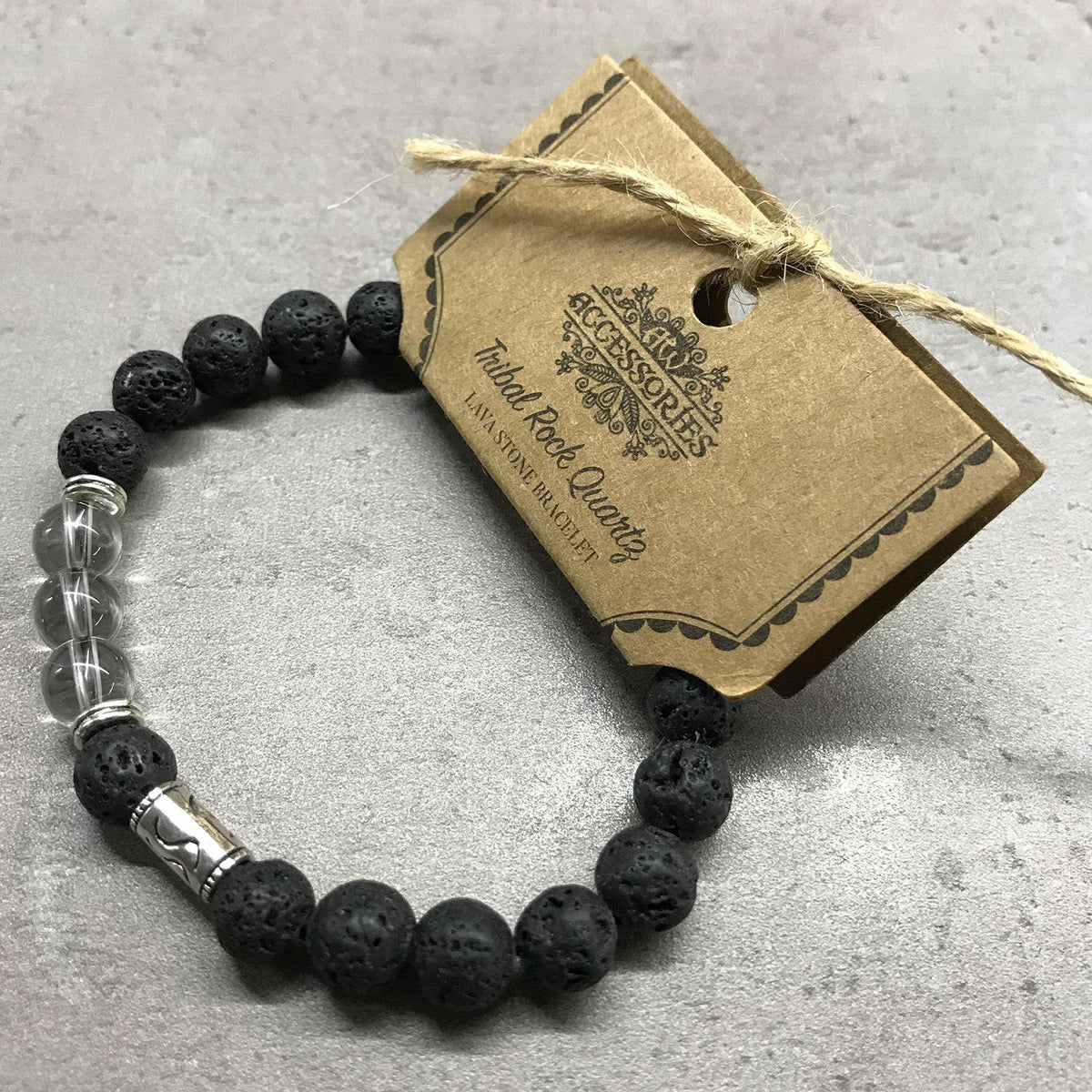 Bracelet en pierre de lave - Tribal - Cristal de Roche - photo 4