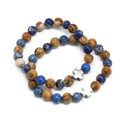 Lot de 2 bracelets d'amitié - Jaspe Paysage - photo 2