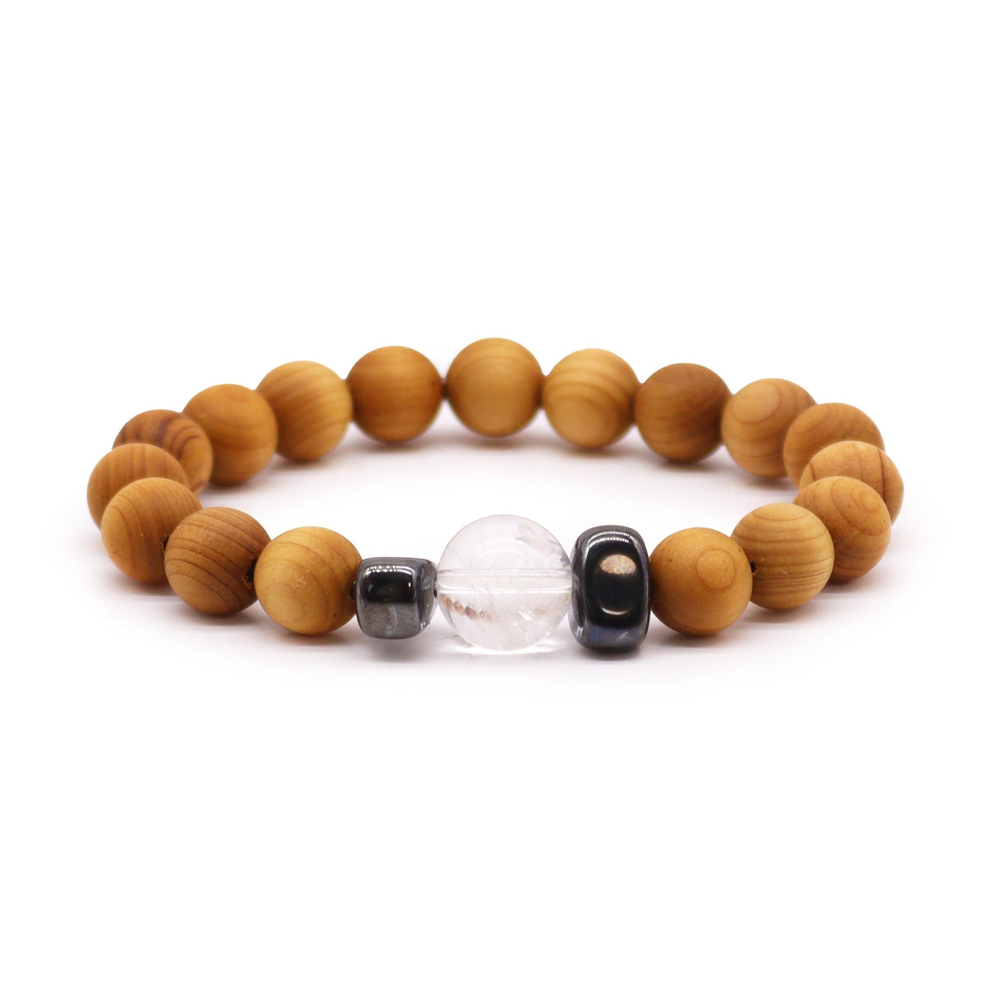 Jonc Chakra couronne en bois de cèdre - Cristal de Roche