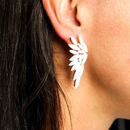 Boucles d'Oreilles Ange Ailes – Verre Vintage & Acier – photo 3
