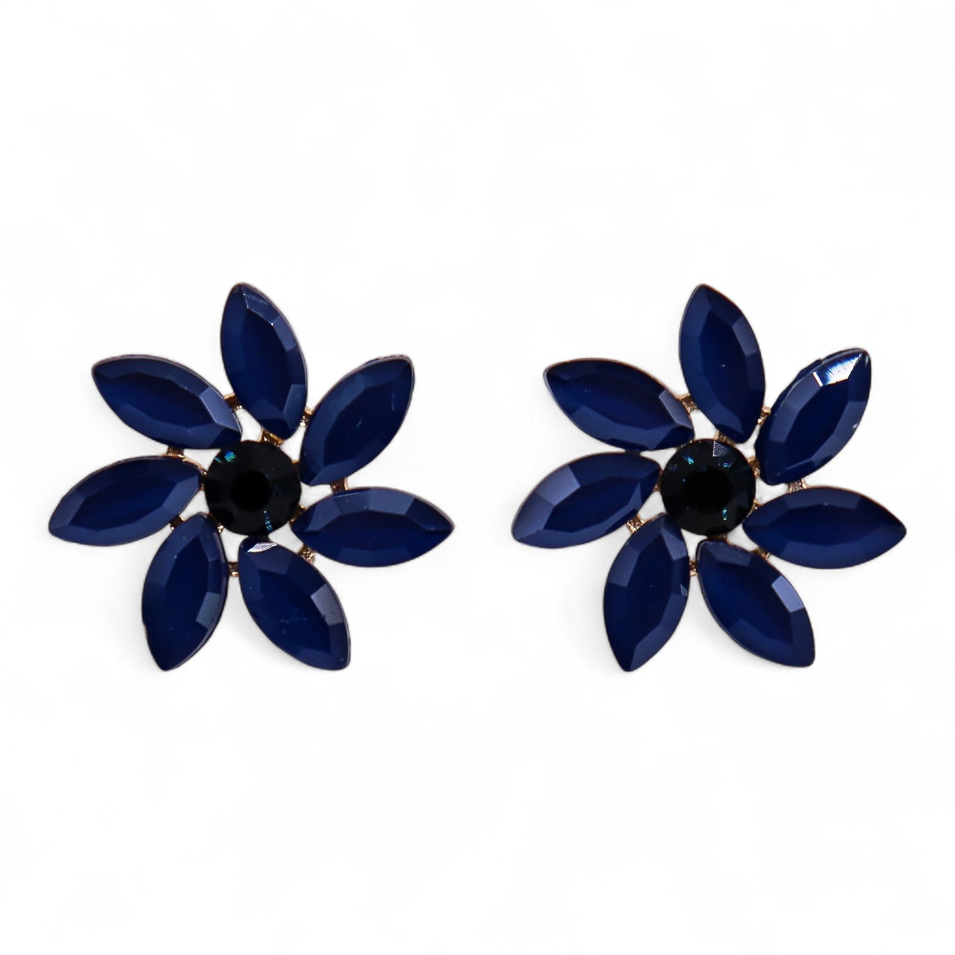 Boucles d'Oreilles Fleurs Verre Vintage - Bleu Royal – photo 2