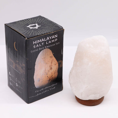 Lampe de sel de l'Himalaya blanc cristal, avec socle - 2 à 3 kg