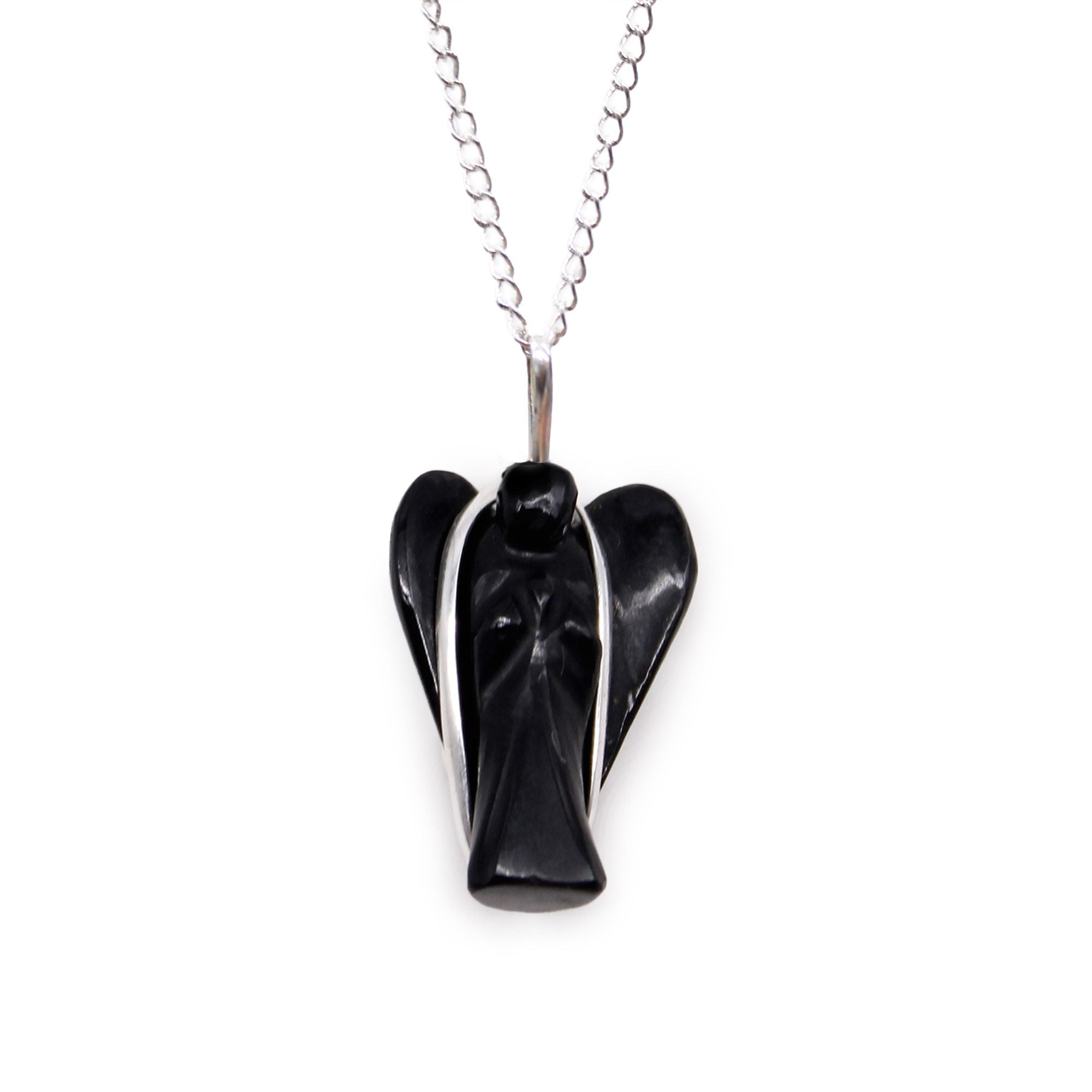 Pendentif Ange Gardien - Agate Noire