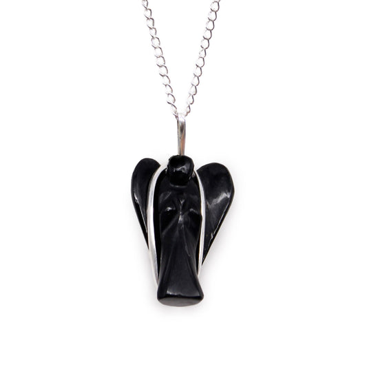 Pendentif Ange Gardien - Agate Noire