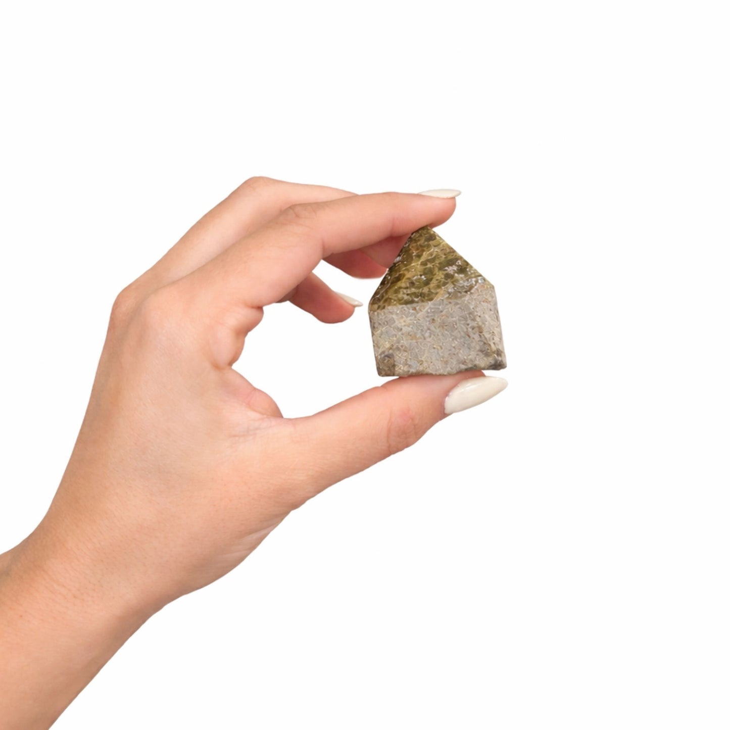 Pointe polie en Épidote qualité A (lot de 5 à 6 pièces)