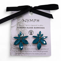Boucles d'oreilles Fleurs Verre Teal - Vintage Nature – photo 4