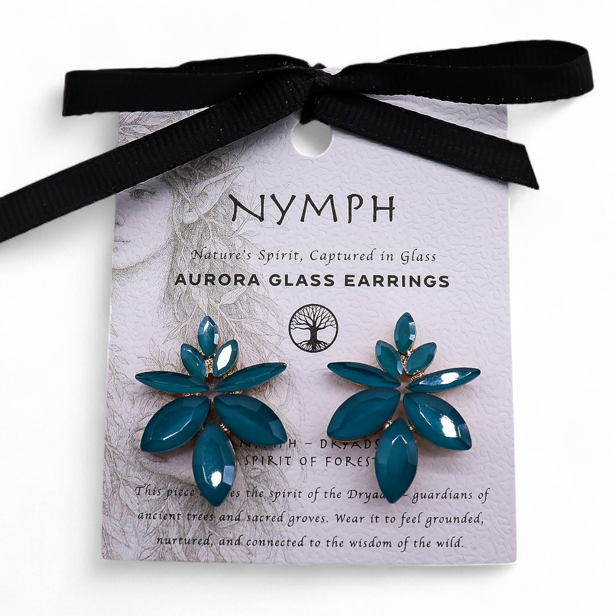 Boucles d'oreilles Fleurs Verre Teal - Vintage Nature – photo 4