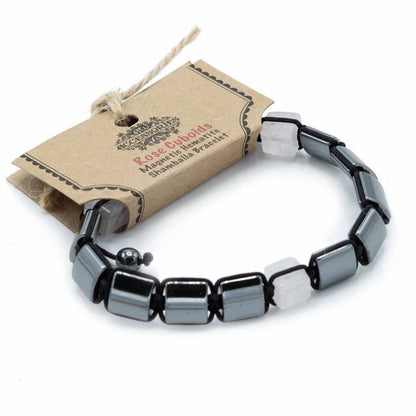 Bracelet Hématite Magnétique Shamballa - Cuboids Roses Unisexe