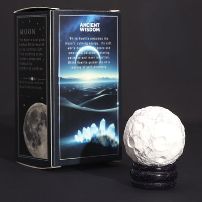 Planète en Howlite Blanche sur support pierre du soleil (40 mm) - photo 5