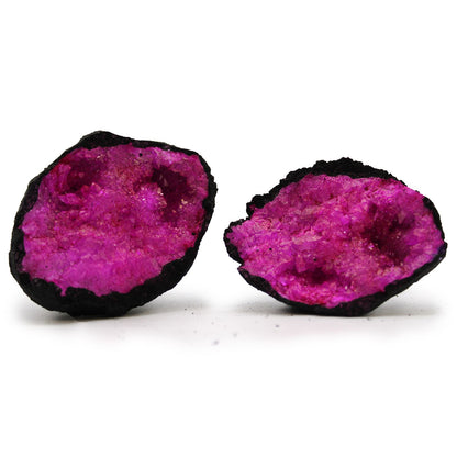 Géode Calcite Colorée Roche Noire — Rouge Foncé