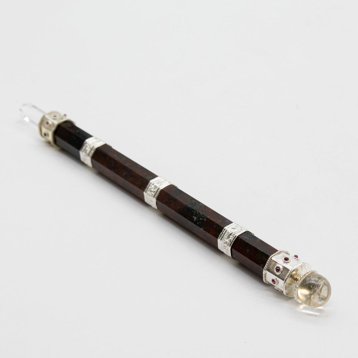 Baguette en Jaspe fantaisie à boule de cristal - 26 cm