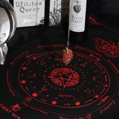 Pendule Divination — Tissu Soleil Sorcière Noir & Rouge Sang – photo 2