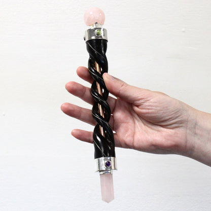 Baguette de Soin Torsadée & Sphère de Quartz Rose - Amour - photo 4