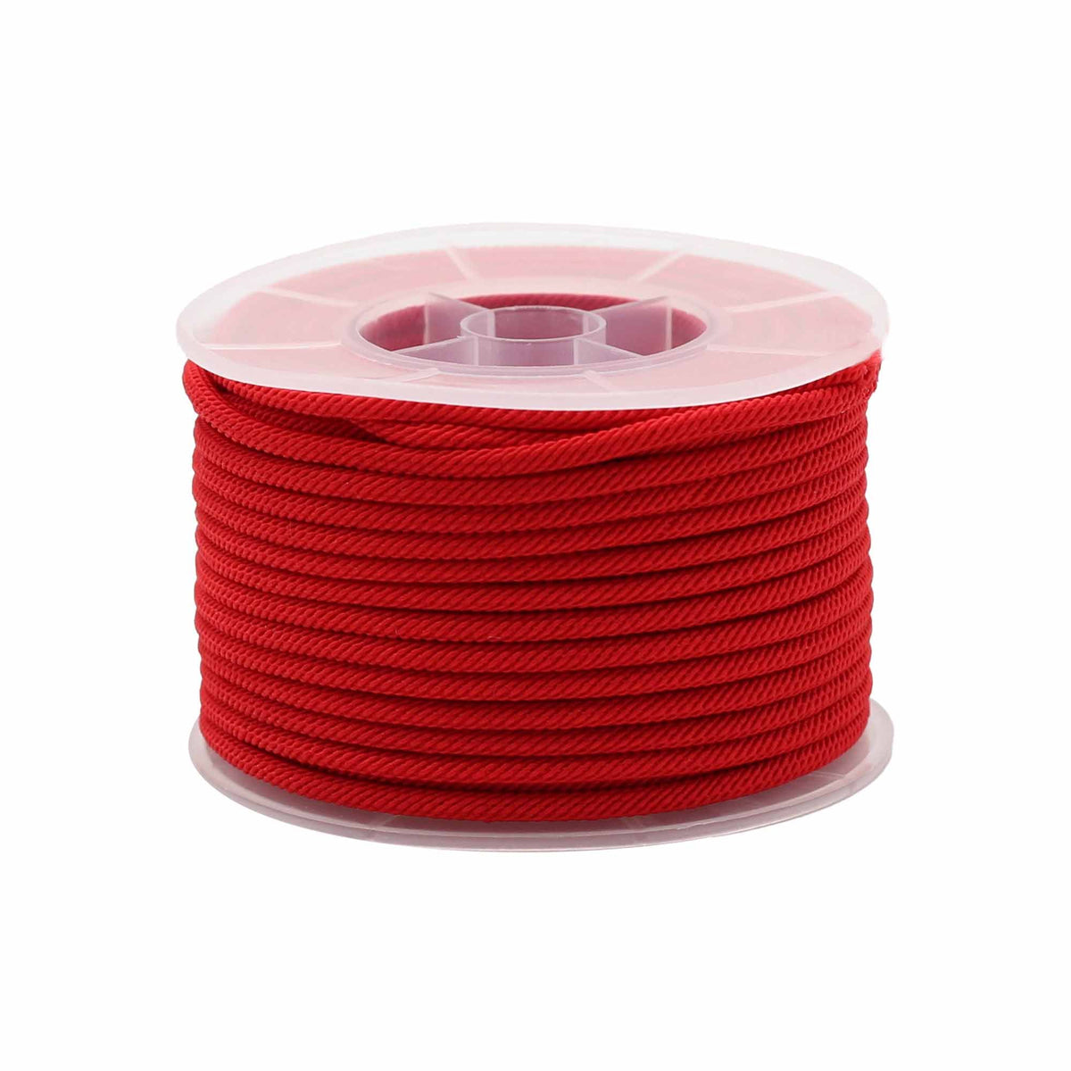 Bobine transparente enroulée de cordon rouge torsadé pour création de bijoux