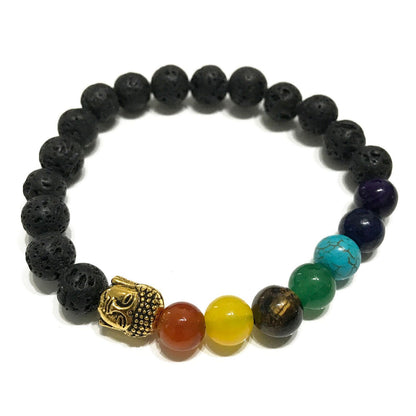 Bracelet en pierre de lave - Bouddha
