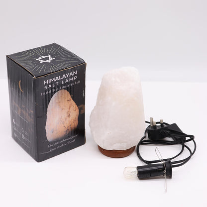 Lampe de sel de l'Himalaya blanc cristal, avec socle - 2 à 3 kg