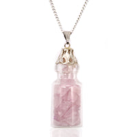 Collier flacon de pierres - Quartz Rose