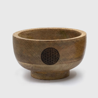 Petit bol rituel en bois, porte-encens à motifs ésotériques — Tatum Cristal