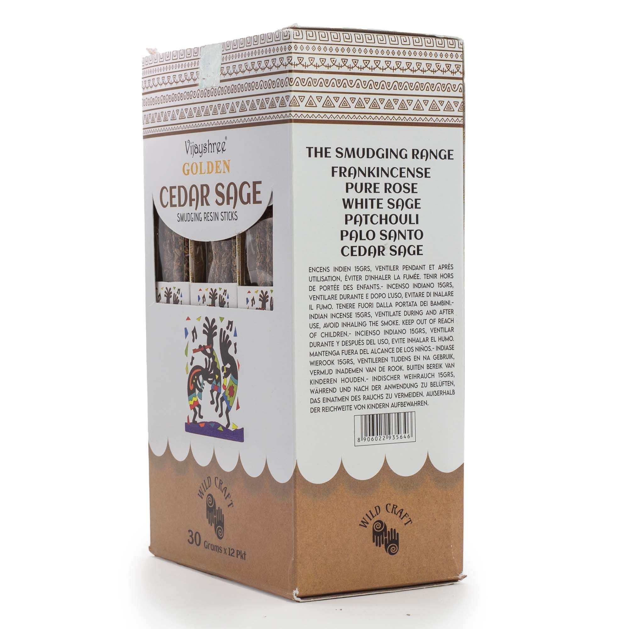 30g Golden Cedar Sage Smudging Resin Sticks (6s)