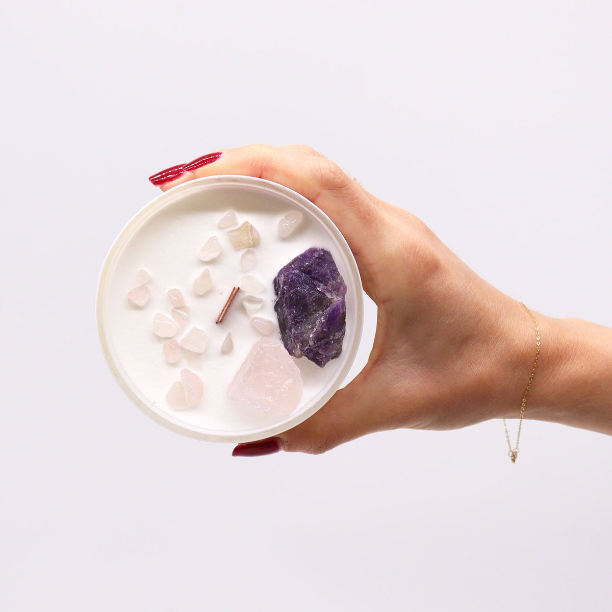 Bougie Chakra du Troisième Œil — Améthyste & Quartz Rose - photo 3