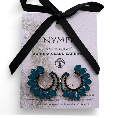 Boucles d'Oreilles Verre Teal Green - Loop Vintage – photo 4
